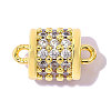 Brass Clear Cubic Zirconia Connector Charms KK-OY001-01G-1-1