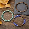 Synthetic Turquoise & Regalite & Coconut Shell Bead Stretch Bracelets Set PW-WG7E5E9-01-4