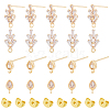 DICOSMETIC 16Pcs 2 Style Brass Cubic Zirconia Stud Earring Findings ZIRC-DC0001-11-1