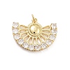 Fan Shaped Rack Plating Brass Micro Pave Cubic Zirconia Pendants KK-G512-28B-G-1