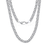 925 Sterling Silver Cuban Link Chain Necklace NJEW-I124-001-A-1