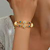 Fashionable Star & Bowknot Real 18K Gold Plated Alloy Synthetic Turquoise Link Bracelets for Women UO3899-1