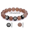 Natural Grey Agate Round Beaded Stretch Bracelet BJEW-SW00077-11-7