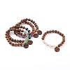 Wood Bead & Stone Bracelet BJEW-JB06104-1