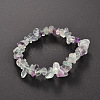 Chips Natural Fluorite Beaded Stretch Bracelets X-BJEW-JB01826-01-2