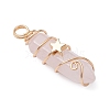 2Pcs 2 Styles Natural Rose Quartz Double Terminated Pointed Pendants PALLOY-JF03122-03-4