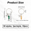 10Pcs 10 Style Bullet Gemstone Pendant Keychain KEYC-AB00005-2