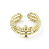 Brass Micro Pave Cubic Zirconia Open Cuff Rings RJEW-H225-04G-2