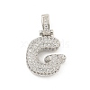 Brass Micro Pave Clear Cubic Zirconia Pendants KK-B099-01P-G-1