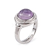 Natural Amethyst Round Adjustable Rings RJEW-K271-04P-08-2