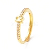 Clear Cubic Zirconia Initial Letter Adjustable Ring RJEW-C052-01G-R-1