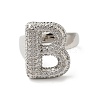 Letter Brass Micro Pave Clear Cubic Zirconia Open Cuff Ring for Women RJEW-N046-03B-P-2