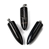Natural Black Banded Agate(Dyed & Heated) Pointed Pendants G-F820-12L-1