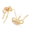 Bowknot Brass Pave Clear Cubic Zirconia Stud Earrings for Women EJEW-S216-02C-G-2