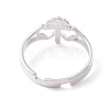 Non-Tarnish Double Heart with Cross 304 Stainless Steel Adjustable Ring for Women RJEW-B035-06P-3