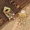 Alloy Rhinestone & Plastic Imitation Pearl Tassel Stud Earrings EJEW-A122-01G-2