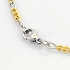 Two Tone Casual Style 304 Stainless Steel Twist Mother-Son Chain Bracelets for Further Design X-STAS-O036-23M-3