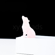 Natural Rose Quartz Carved Healing Wolf Figurines WOLF-PW0001-13A