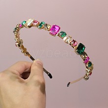 Glass Rhinestone Hair Bands OHAR-PW0007-39B