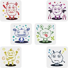 FINGERINSPIRE 6Pcs 6 Styles Halloween Theme PET Hollow out Drawing Painting Stencils Sets for Kids Teen Boys Girls DIY-WH0172-988