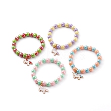 Opaque Acrylic Beads Stretch Bracelet for Kids BJEW-JB06498