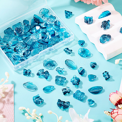 64Pcs Gradient Color Transparent Glass Beads GLAA-TA0003-48D-1