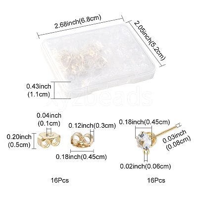 16Pcs Brass Stud Earring Findings KK-FS0001-56G-1