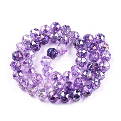 Transparent Electroplate Glass Beads Strands EGLA-N006-077E-1