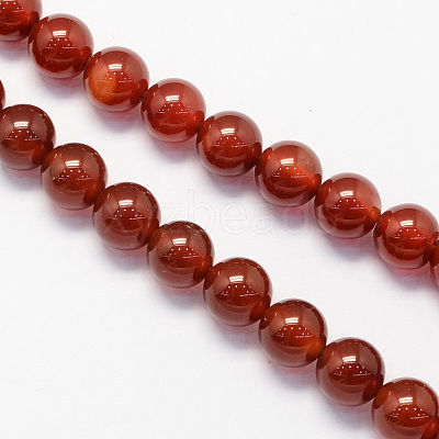 Round Dyed Natural Carnelian Beads Strands G-S125-8mm-1