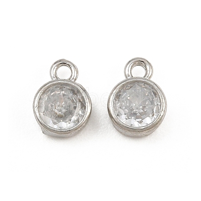 Brass Pave Clear Cubic Zirconia Charms CU-CBAD306-24A-P-1