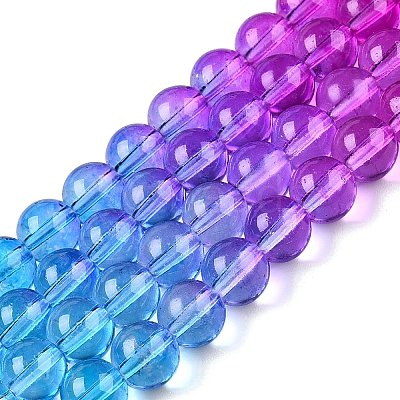 Baking Paint Transparent Glass Beads X-DGLA-M001-8mm-07-1