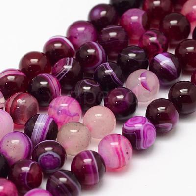 Natural Striped Agate/Banded Agate Bead Strands G-K155-A-8mm-02-1