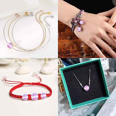 DIY Synthetic Moonstone Beads Stretch Bracelet Making Kits DIY-SC0012-84D-1