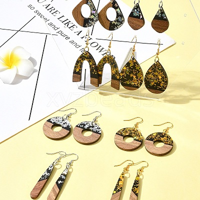 DIY Opaque Resin & Walnut Wood Earring Making Kits DIY-FS0007-84-1