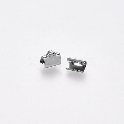 Tarnish Resistant 304 Stainless Steel Ribbon Crimp Ends STAS-S112-001B-P-1
