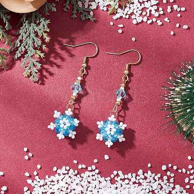 Glass Seed Beads Dnagle Earrings EJEW-MZ00501-03-1