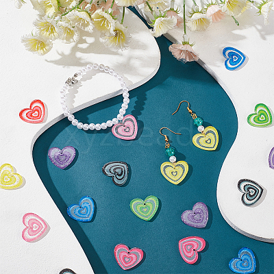 32Pcs 8 Colors Transparent Acrylic Pendant MACR-HY0001-03-1