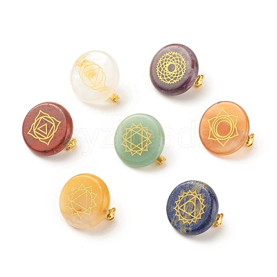 Gemstone Flat Round with Chakra Lapel Pin JEWB-BR00075-1