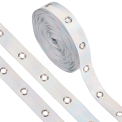 9 Yards Imitation Leather Ribbon with Platinum Plated Alloy Eyelets OCOR-AR0001-64B-1