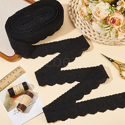 15 Yards Cotton Embroidery Bowknot Lace Ribbons OCOR-WH0045-35B-1