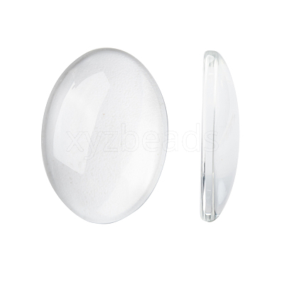 Transparent Oval Glass Cabochons X-GGLA-R022-25x18-1