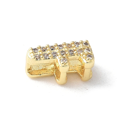 Brass Micro Pave Clear Cubic Zirconia Initial Multi-strand Links KK-S520-01G-06-1