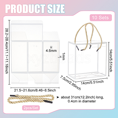 Transparent PET Plastic Gift Tote Boxes CON-WH0085-61B-03-1