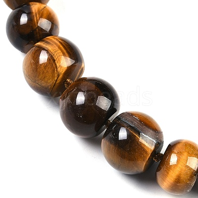 Natural Tiger Eye Rondelle Graduated Beaded Necklaces for Women Men NJEW-K388-02V-1