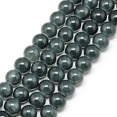 Baking Paint Crackle Glass Bead Strands DGLA-Q023-8mm-YS35-1