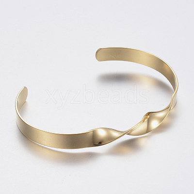 304 Stainless Steel Cuff Bangles BJEW-I244-26G-1