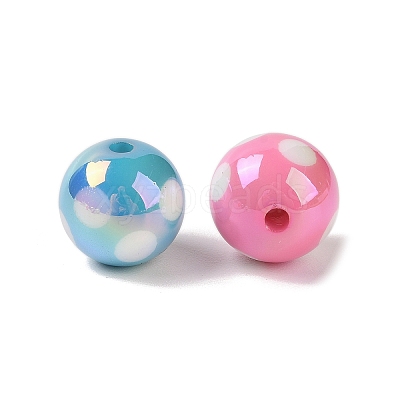 10Pcs UV Plating Colours Acrylic Beads OACR-S146-01E-1
