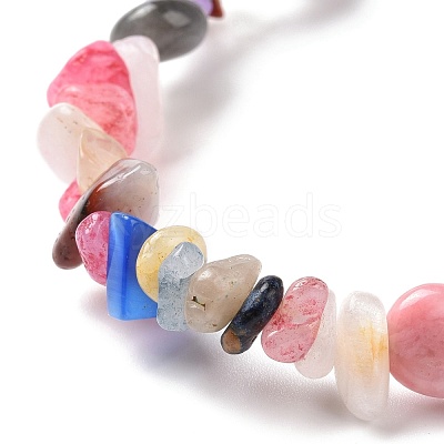 Mixed Gemstone Chips Stretch Bracelet for Women BJEW-JB08431-01-1