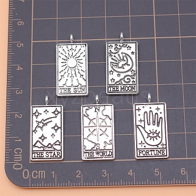 5Pcs 5 Style Tibetan Style Alloy Pendants PW-WG23267-01-1