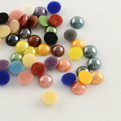 Pearlized Plated Opaque Glass Cabochons X-PORC-S801-8mm-M-1
